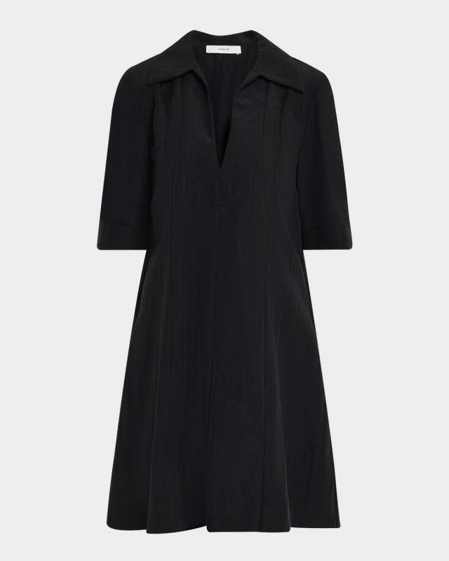 Short-Sleeve A-Line Short Dress